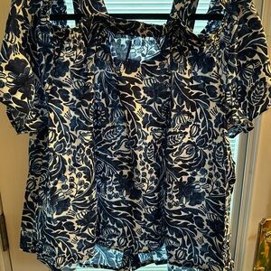 NWOT Woman Within blue and white flowered top